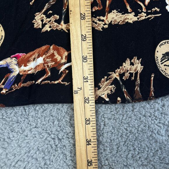 VTG Wrangler PRCA Shirt Mens 17 1/2 36 Black Button All Over Print Rodeo Ranch - Picture 12 of 13